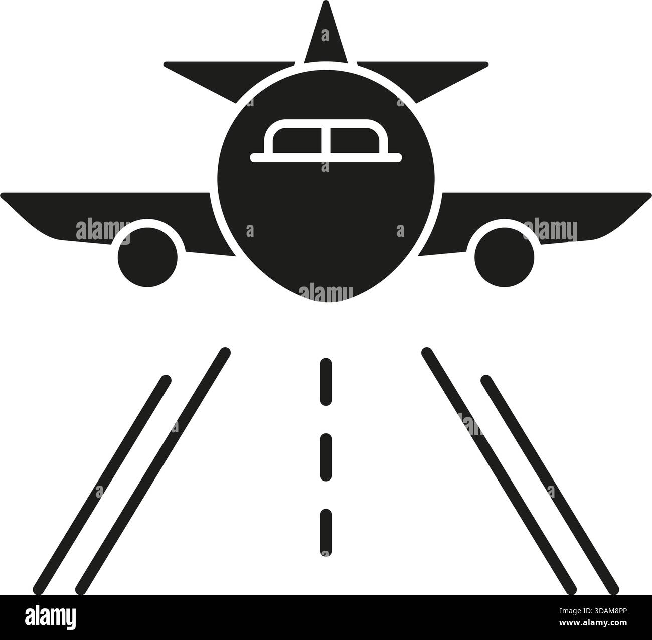 Airplane Landing On Runway Solid Icon. Aviation, Airport Arrival, And Safe  Flight Silhouette Symbol. Travel And Transportation Industry Representation  Stock Vector Image \u0026 Art - Alamy, image size:1300x1276
