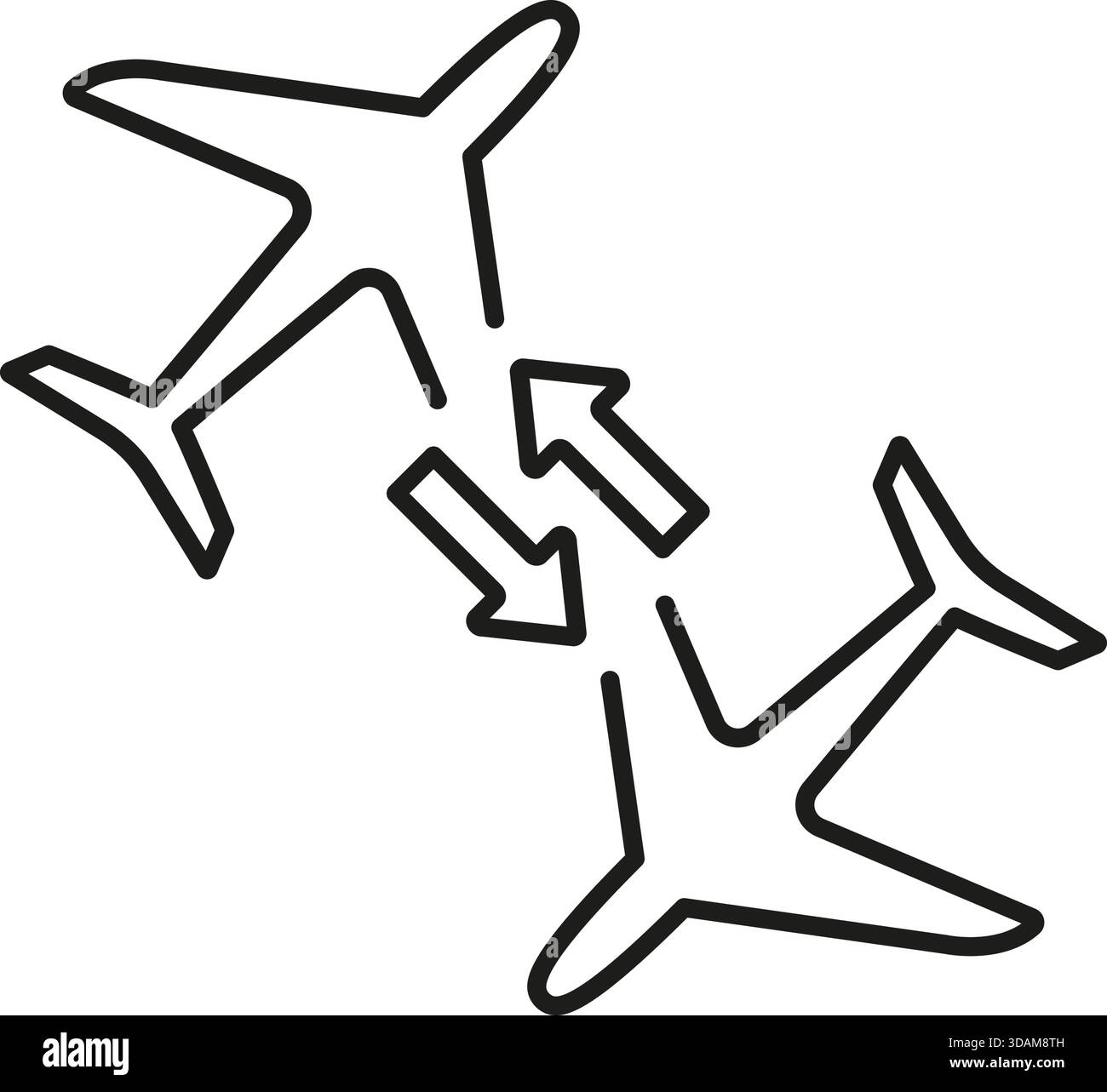 Airplane Exchange Line Icon. Flight Transfer, Airline Connection, And ...