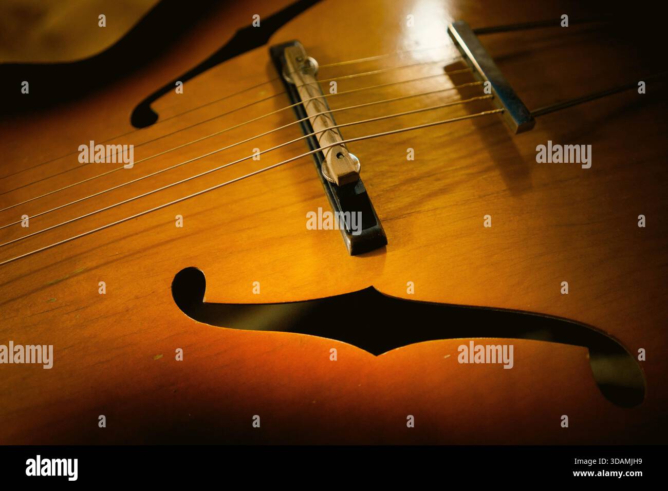 Design of an old European jazz guitar from the 50s and 60s of the