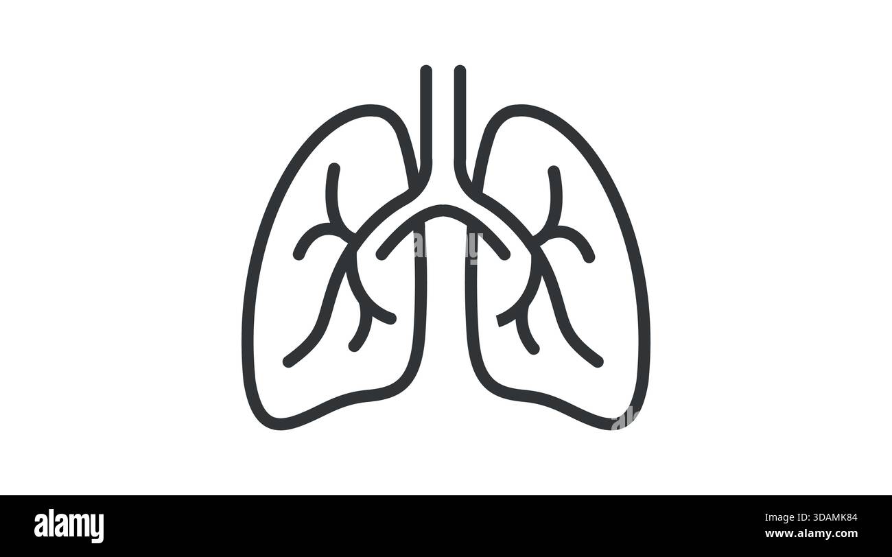 Black and White Lungs Icon Vector – Medical Anatomy Illustration Stock ...
