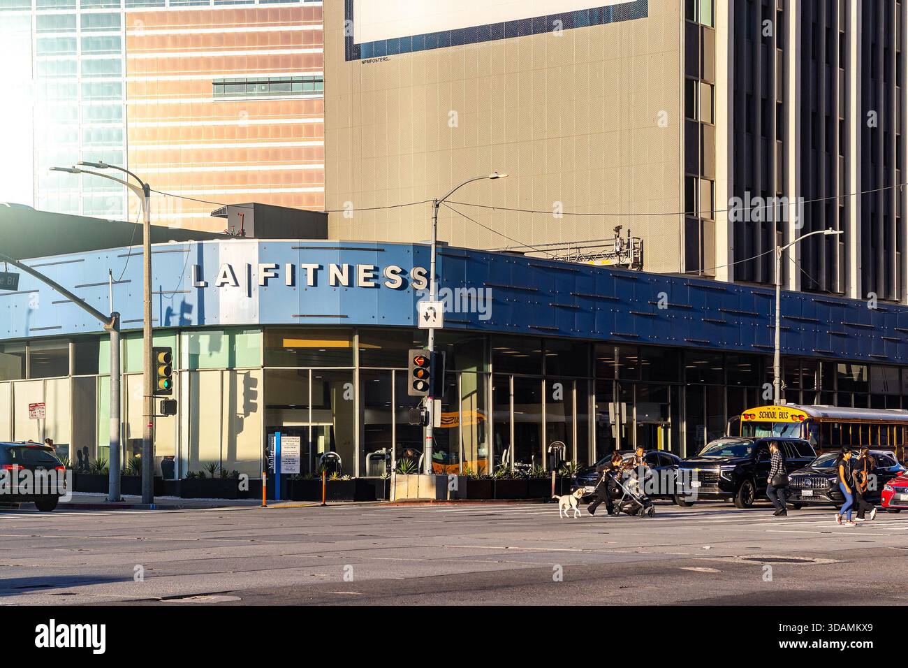 Exterior of an LA Fitness gym on Wilshire Boulevard in Los Angeles, California Stock Photo