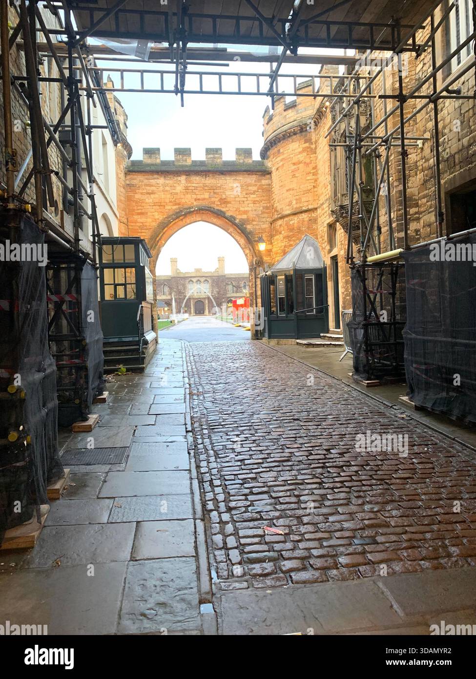 Lincoln Jail Prison Castle Church Chapel old style type prisoners dock god holly Christian service inside female type segregated cell cells gantry in - Smartphone Captured Stock Image