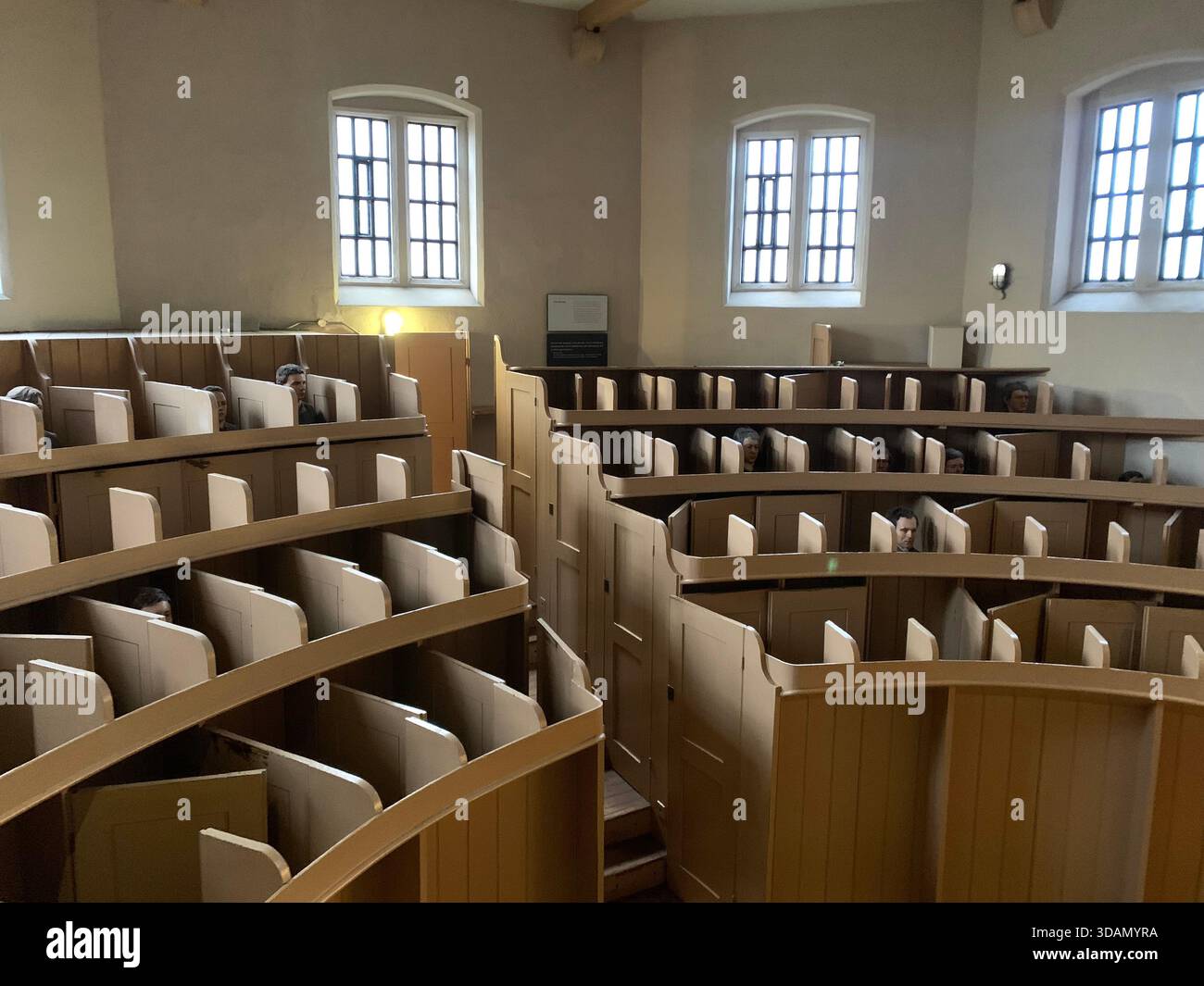 Lincoln Jail Prison Castle Church Chapel old style type prisoners dock god holly Christian service inside female type segregated cell cells gantry in - Smartphone Captured Stock Image