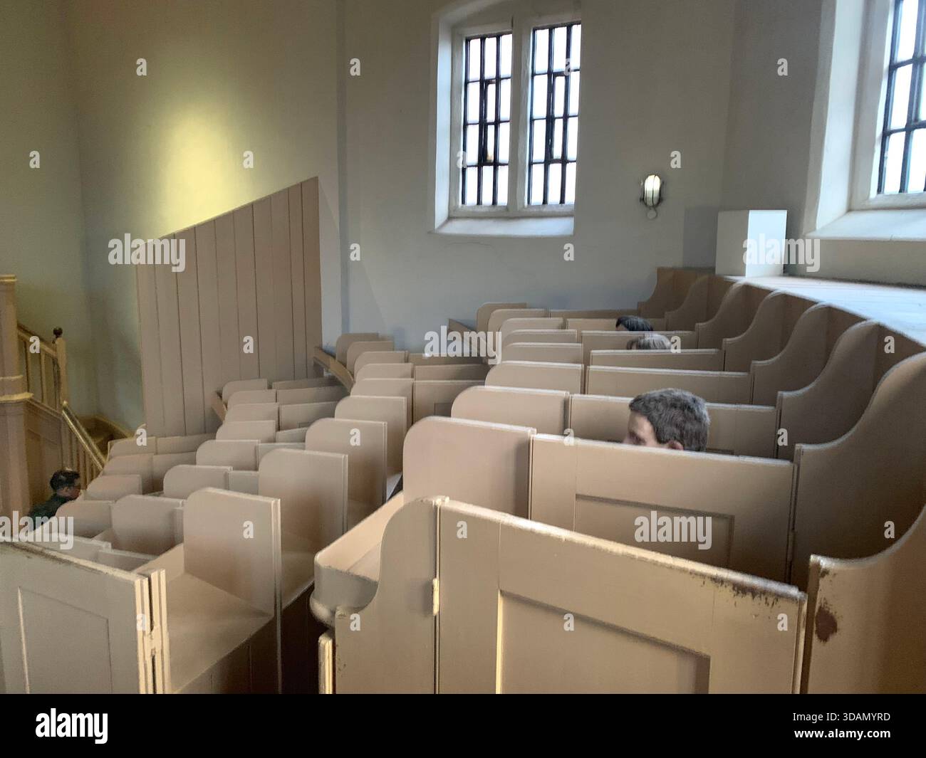 Lincoln Jail Prison Castle Church Chapel old style type prisoners dock god holly Christian service inside female type segregated cell cells gantry in - Smartphone Captured Stock Image