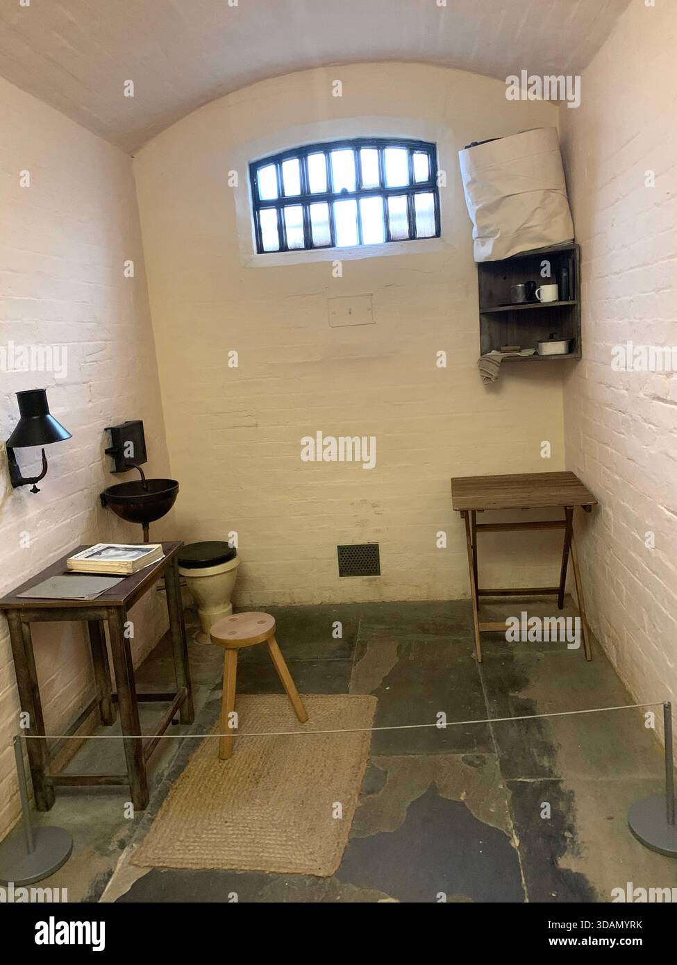 Lincoln Jail Prison Castle Church Chapel old style type prisoners dock god holly Christian service inside female type segregated cell cells gantry in - Smartphone Captured Stock Image