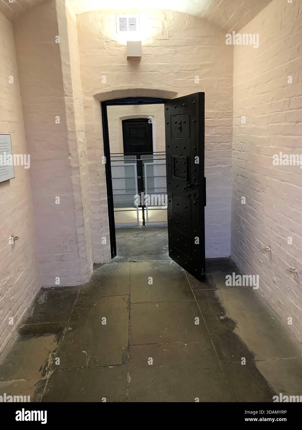 Lincoln Jail Prison Castle Church Chapel old style type prisoners dock god holly Christian service inside female type segregated cell cells gantry in - Smartphone Captured Stock Image