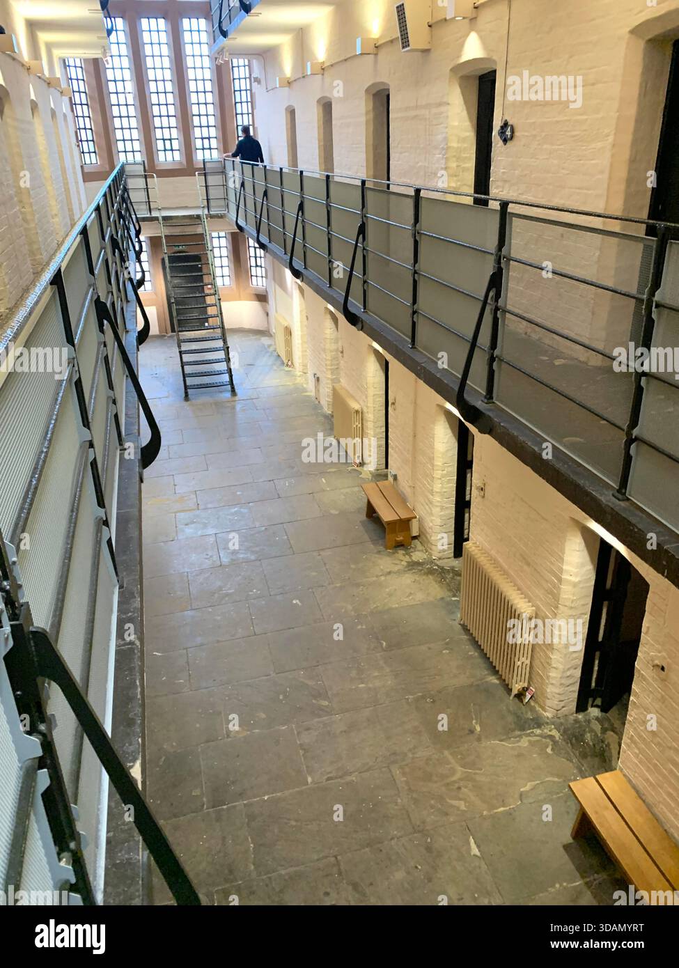 Lincoln Jail Prison Castle Church Chapel old style type prisoners dock god holly Christian service inside female type segregated cell cells gantry in - Smartphone Captured Stock Image