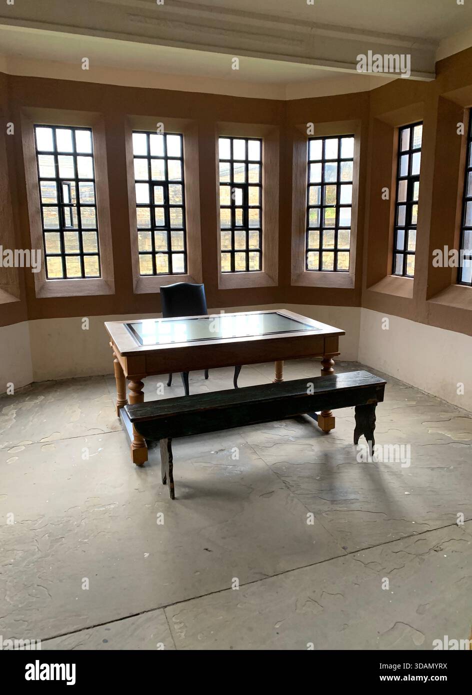 Lincoln Jail Prison Castle Church Chapel old style type prisoners dock god holly Christian service inside female type segregated cell cells gantry in - Smartphone Captured Stock Image