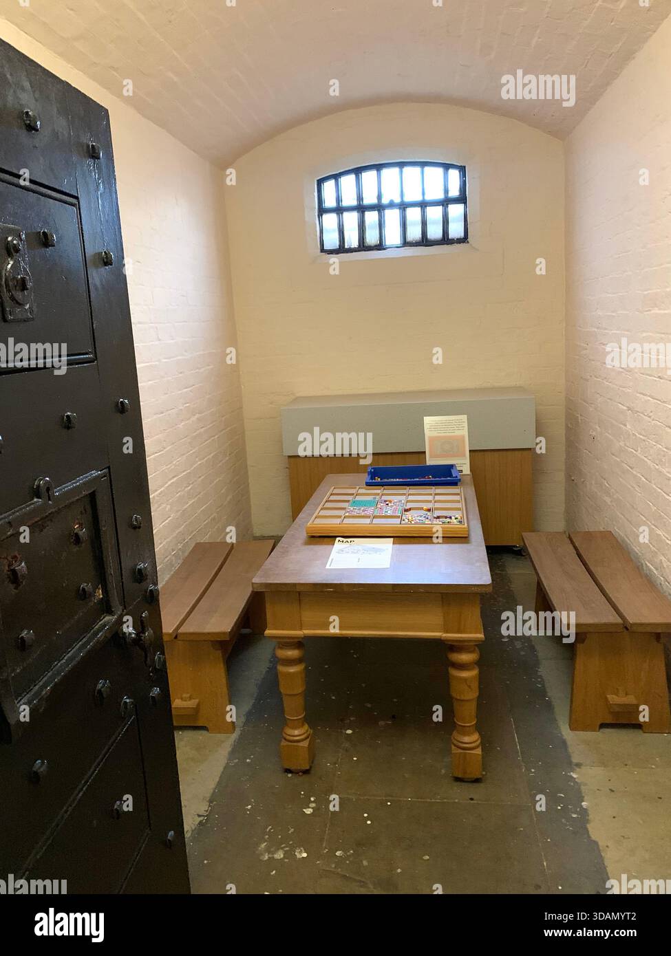 Lincoln Jail Prison Castle Church Chapel old style type prisoners dock god holly Christian service inside female type segregated cell cells gantry in - Smartphone Captured Stock Image
