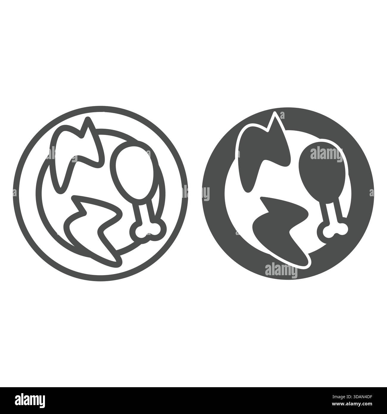 Chicken wings and leg in plate line and solid icon, grocery products concept. Vector graphics. Food dish sign on white background, outline style icon Stock Vector