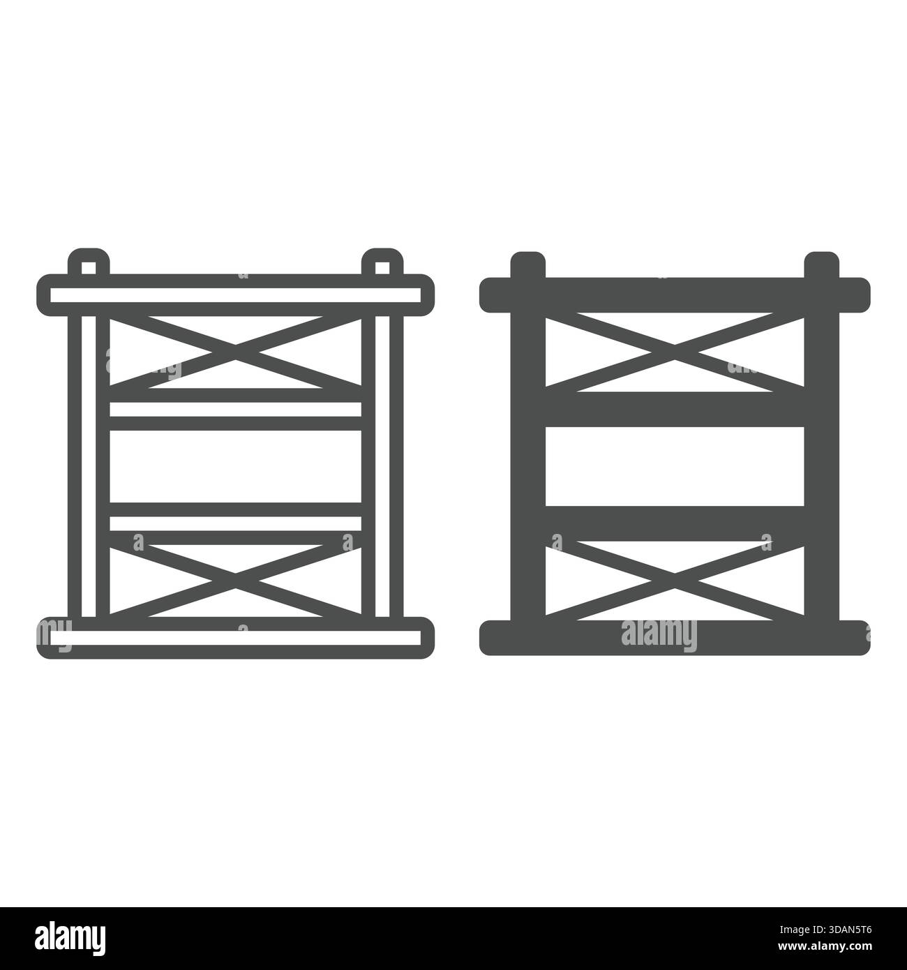 Scaffolding wooden deck line and solid icon, construction site concept ...