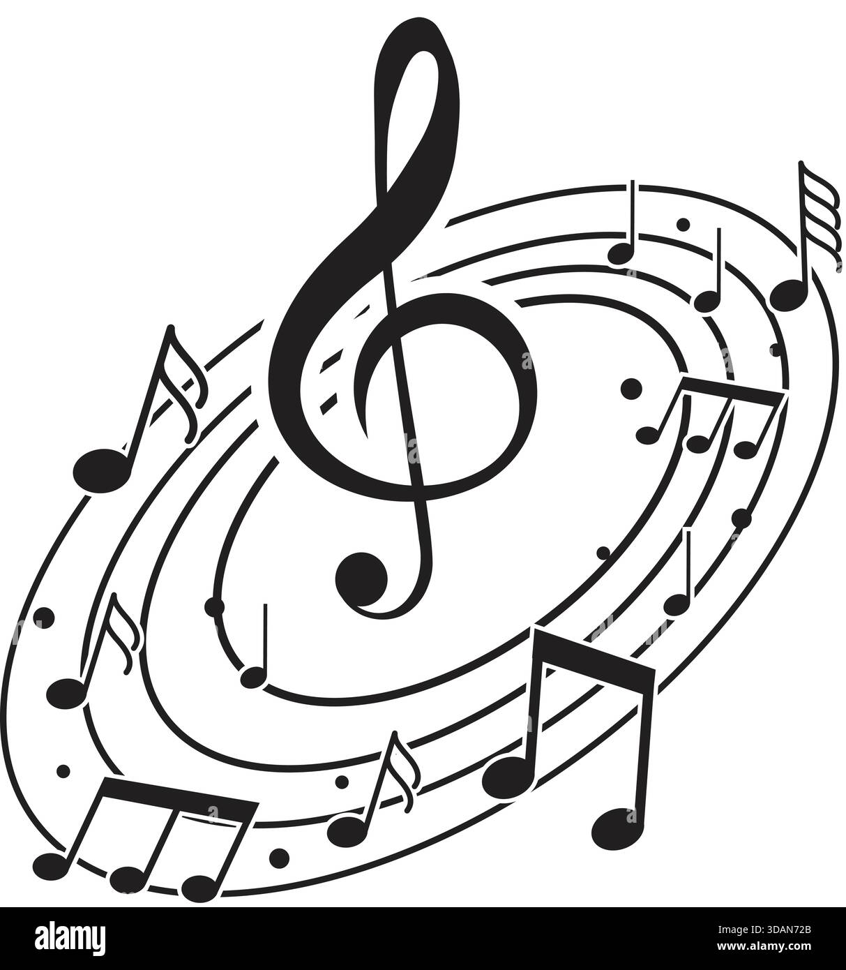 Music notes wave, Curve musical signs, sound wave line symbol, acoustic ...