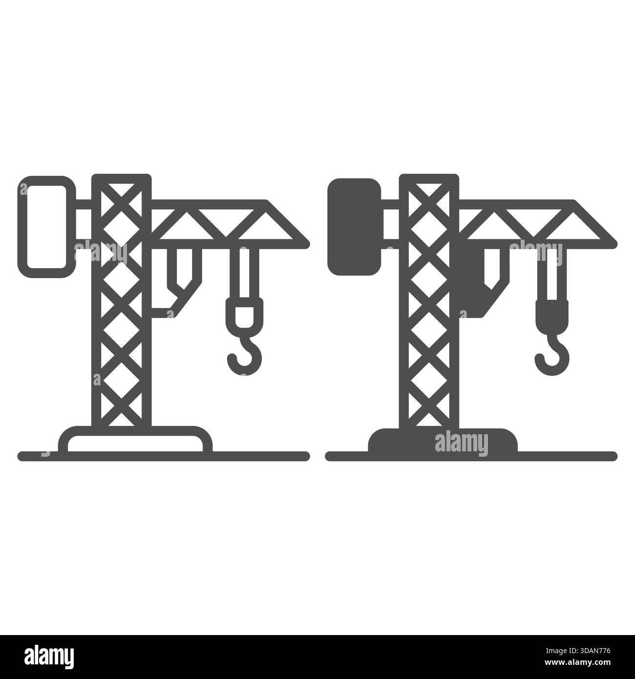 Tower crane line and solid icon, building construction concept. Vector ...