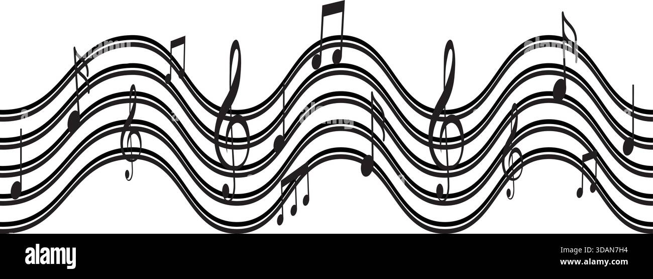 Long Wavy Musical Notes Pattern Music notes wave, Curve musical signs, sound wave line symbol, acoustic ...
