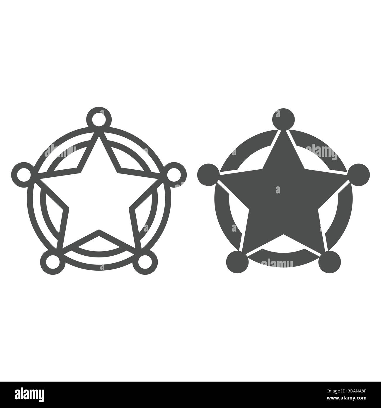 Sheriff man badge line and solid icon, west desert law concept. Vector ...