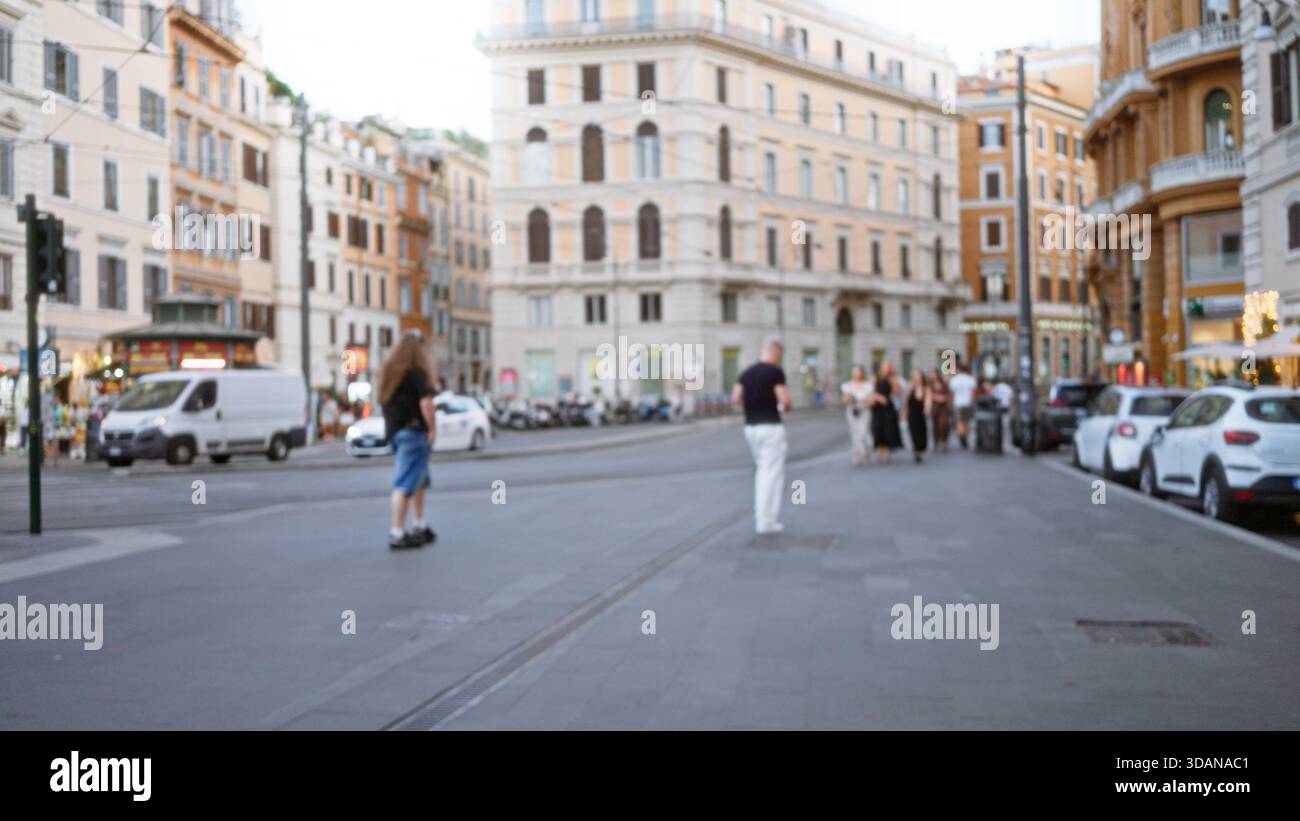 Defocused rome street background with soft bokeh and blurred historic ...