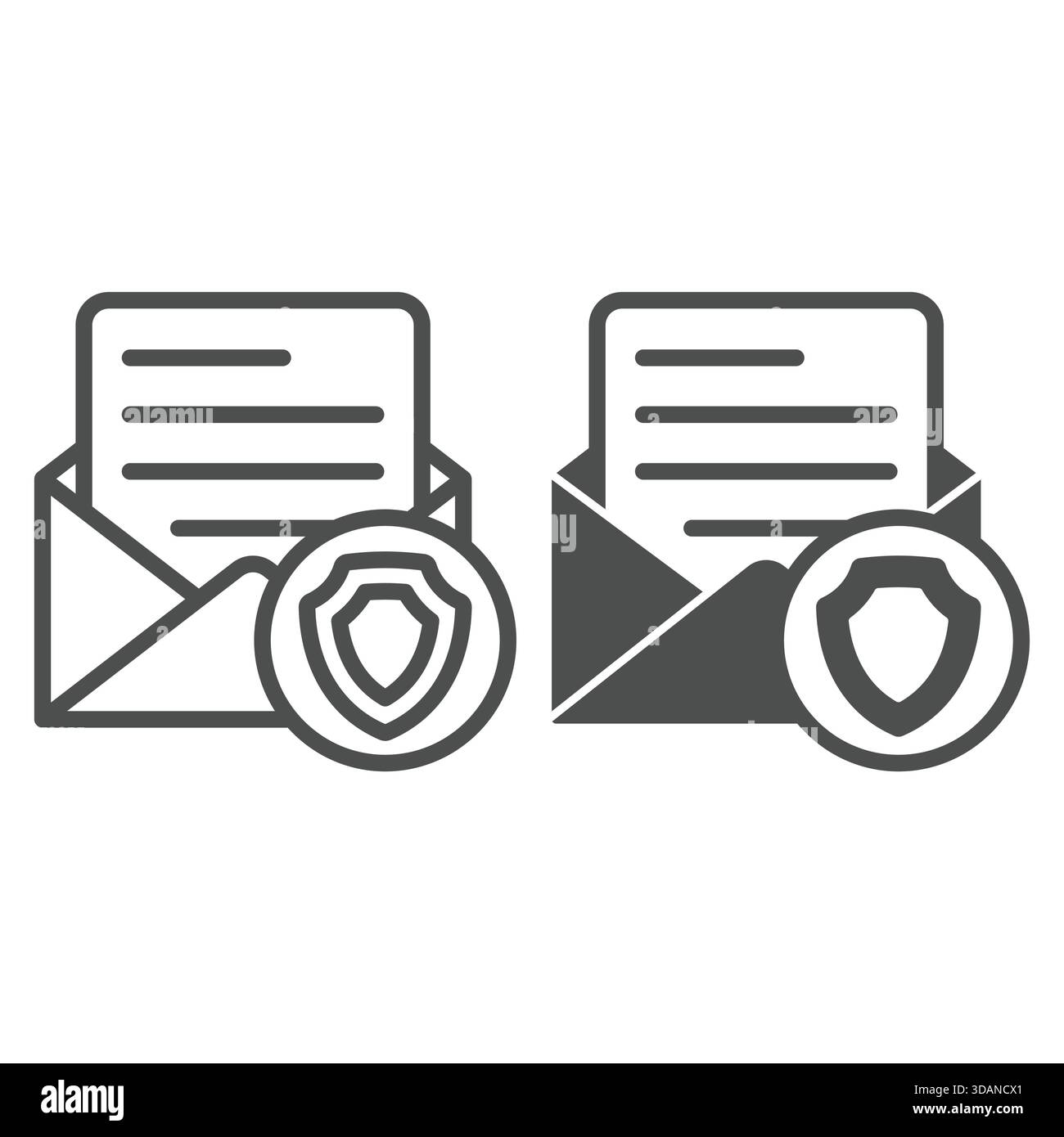 Letter envelope with paper line and solid icon, postage delivery ...
