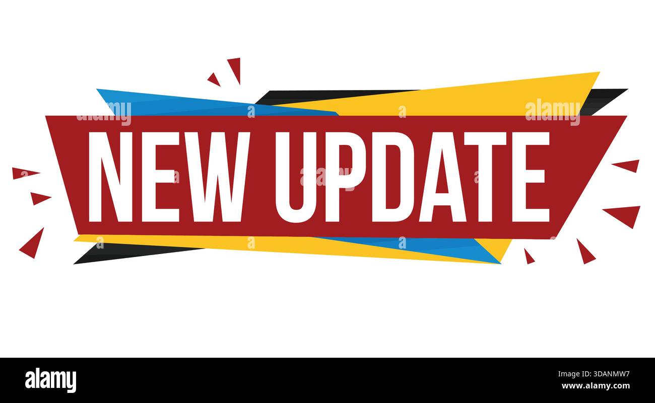 New update  banner design on white background, vector illustration Stock Vector
