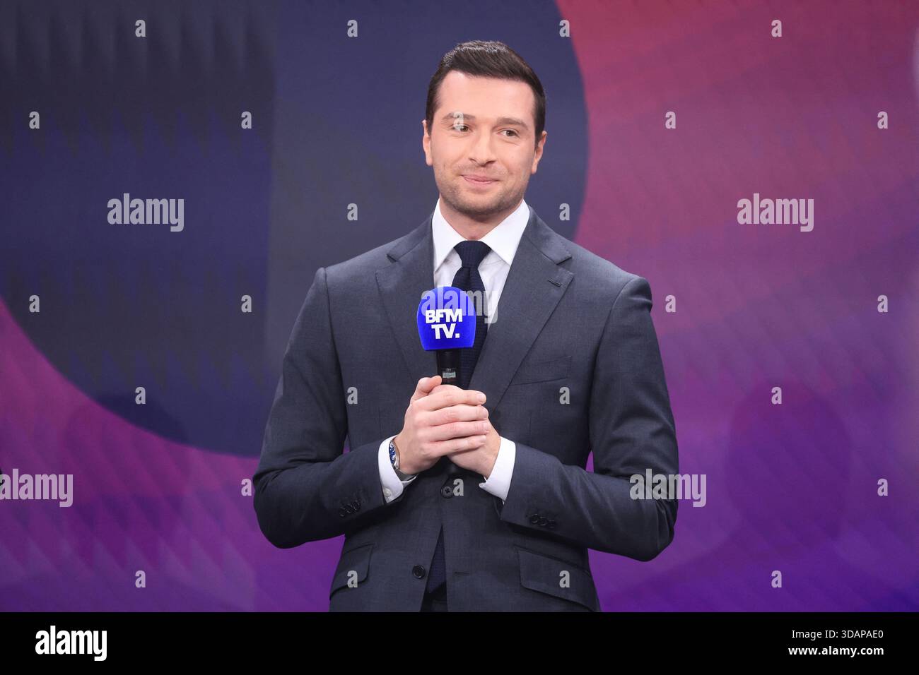 Exclusive Jordan Bardella At Le Forum On BFMTV In Paris France On exclusive-jordan-bardella-at-le-forum-on-bfmtv-in-paris-france-on