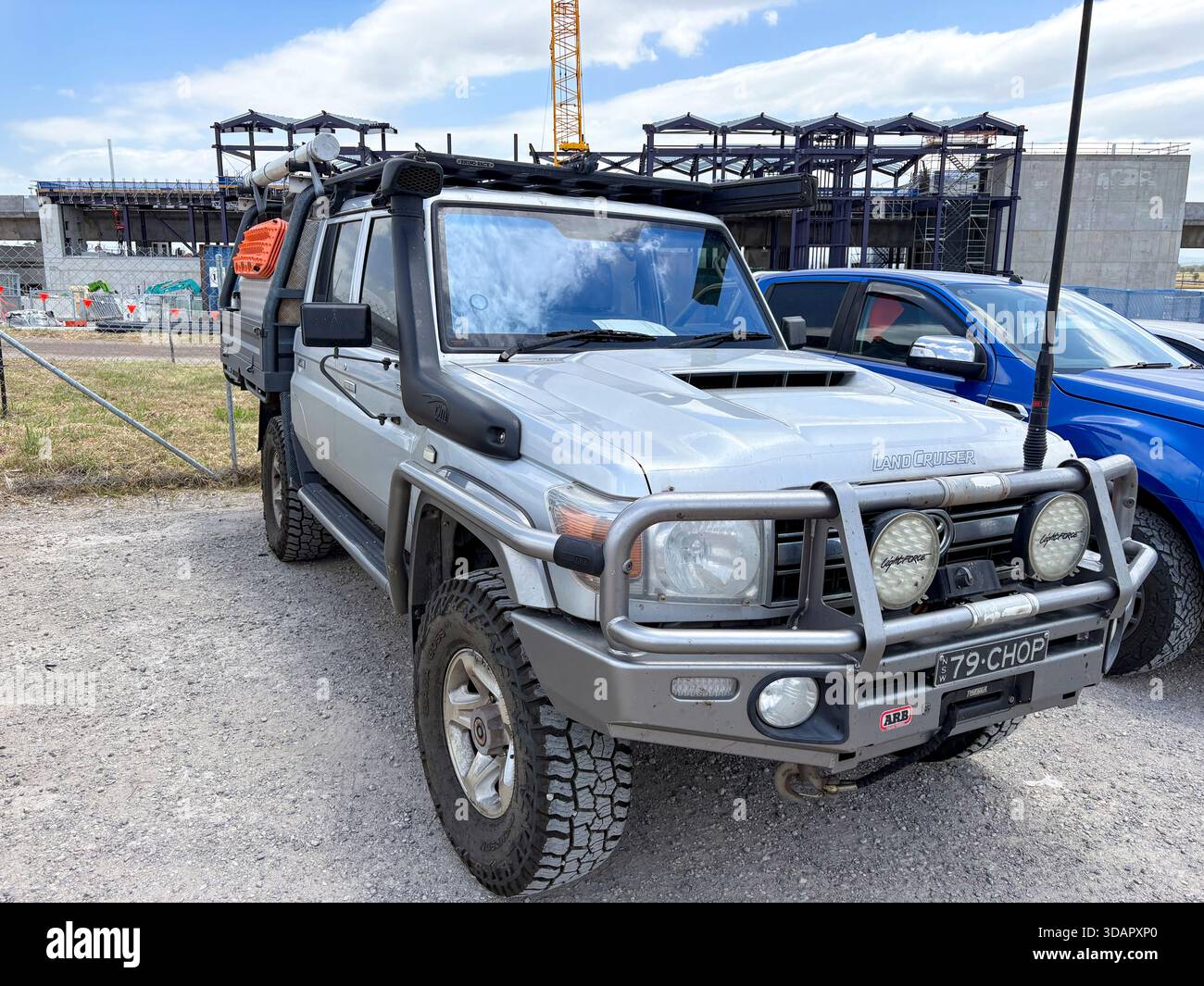 2018 Toyota Landcruiser 4WD vehicle with bulbar fitted, outback aerial and snorkel for overloading 4WD travel, Sydney,Australia - Smartphone Captured Stock Image