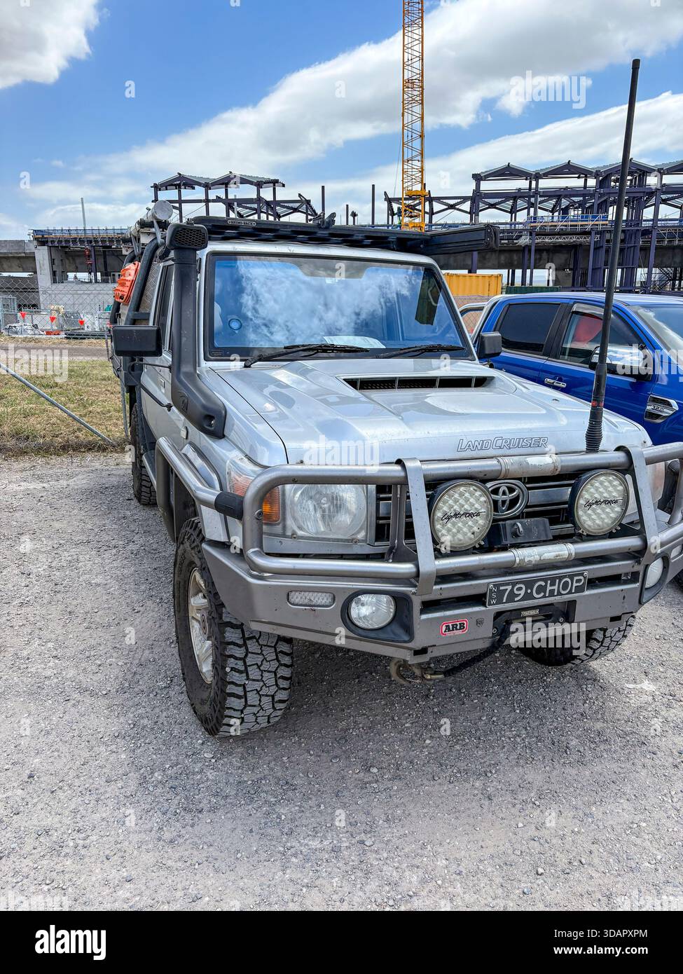 2018 Toyota Landcruiser 4WD vehicle with bulbar fitted, outback aerial and snorkel for overloading 4WD travel, Sydney,Australia - Smartphone Captured Stock Image