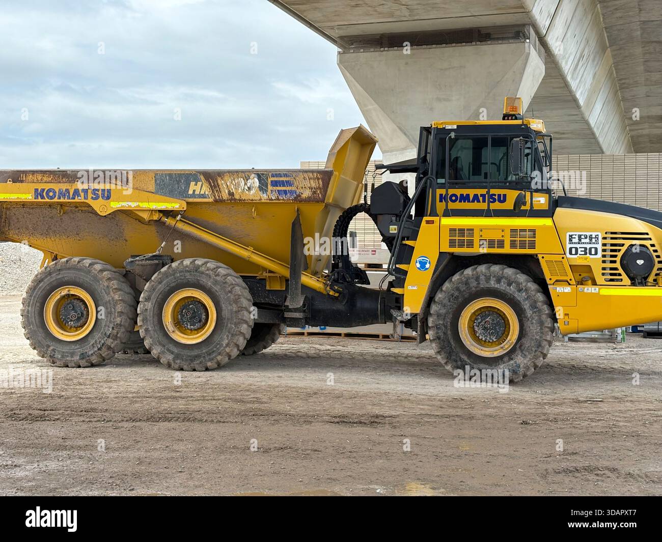 Komatsu HM 300 articulated dump truck, with 28 tonne capacity, on a construction industry site in Sydney,NSW,Australia, Komatsu is a Japanese multinational - Smartphone Captured Stock Image