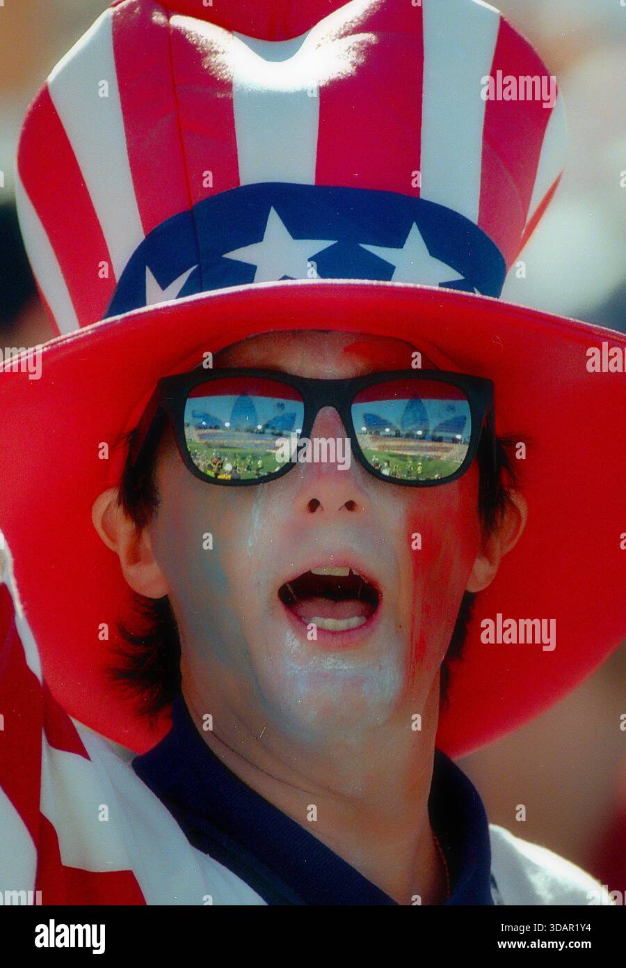 1994 FIFA World Cup: USA fan during a World Cup game between the