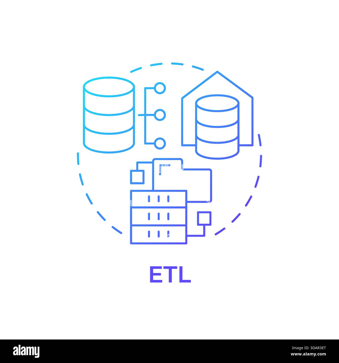 ETL blue gradient concept icon Stock Vector