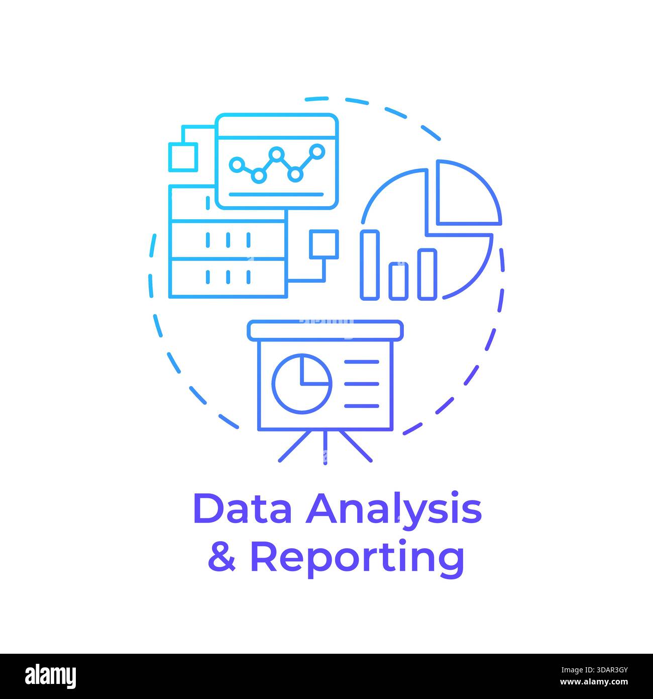 Data analysis and reporting blue gradient concept icon Stock Vector