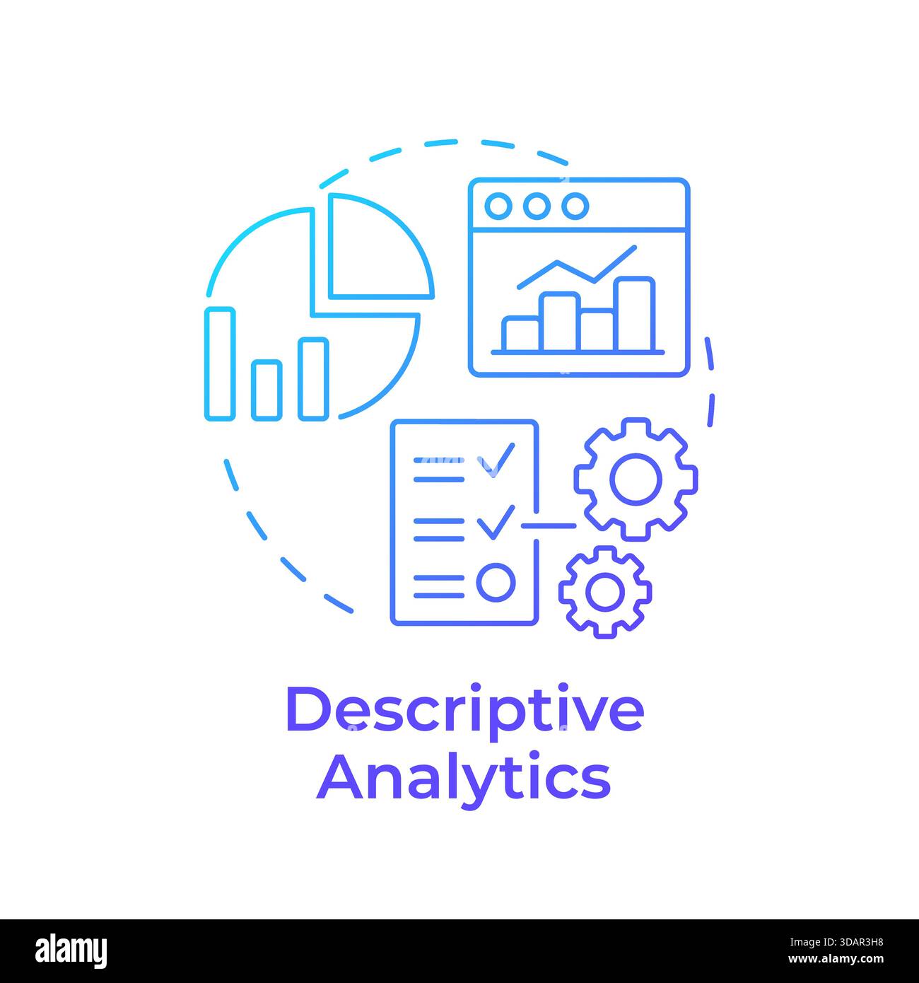 Descriptive analytics blue gradient concept icon Stock Vector
