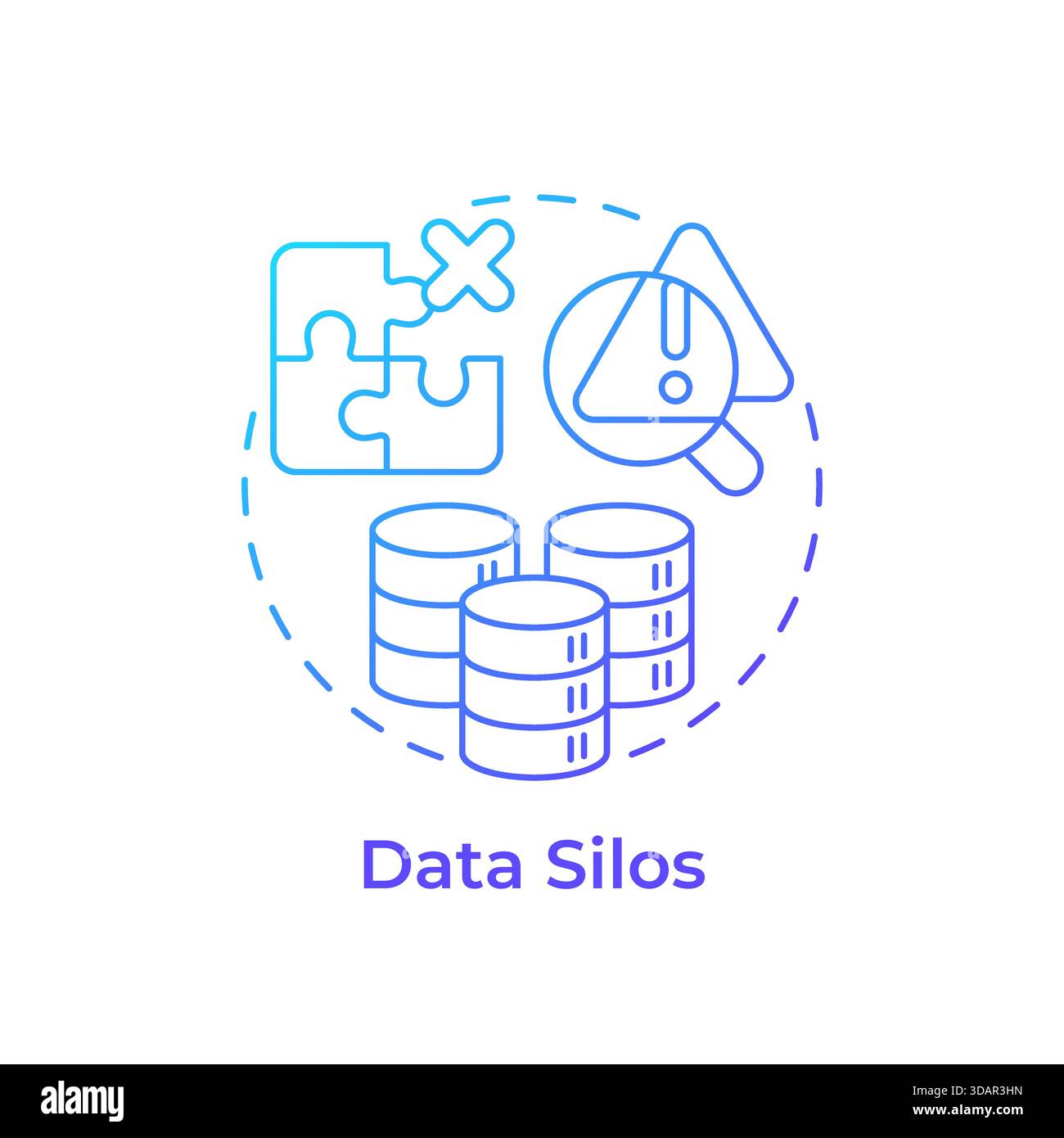 Data silos blue gradient concept icon Stock Vector