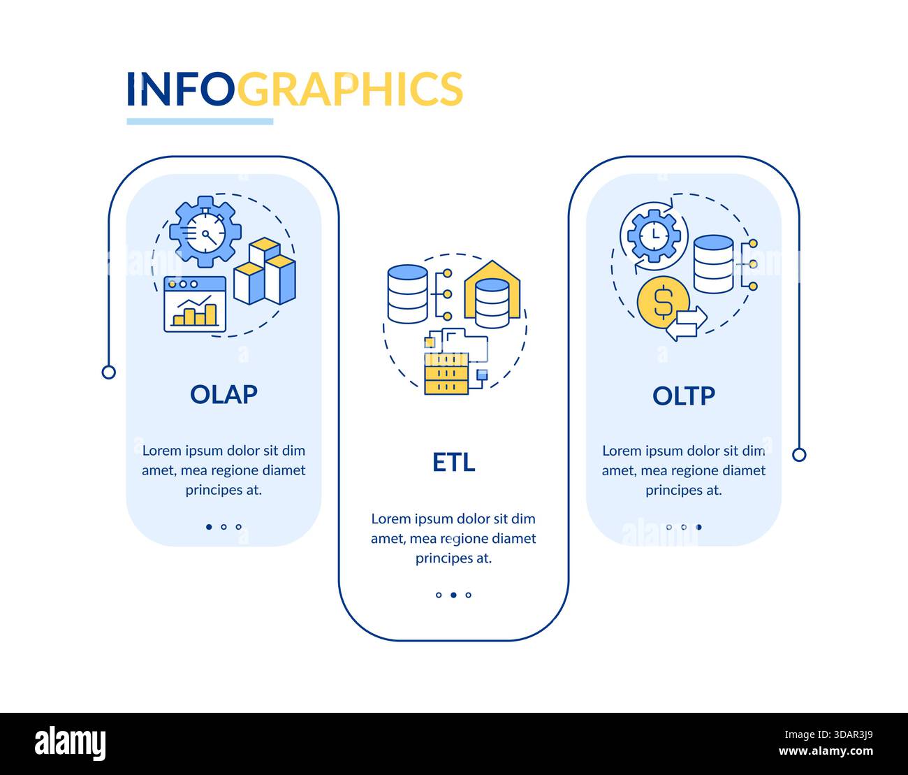 Business data processing concepts rectangle infographic vector Stock Vector