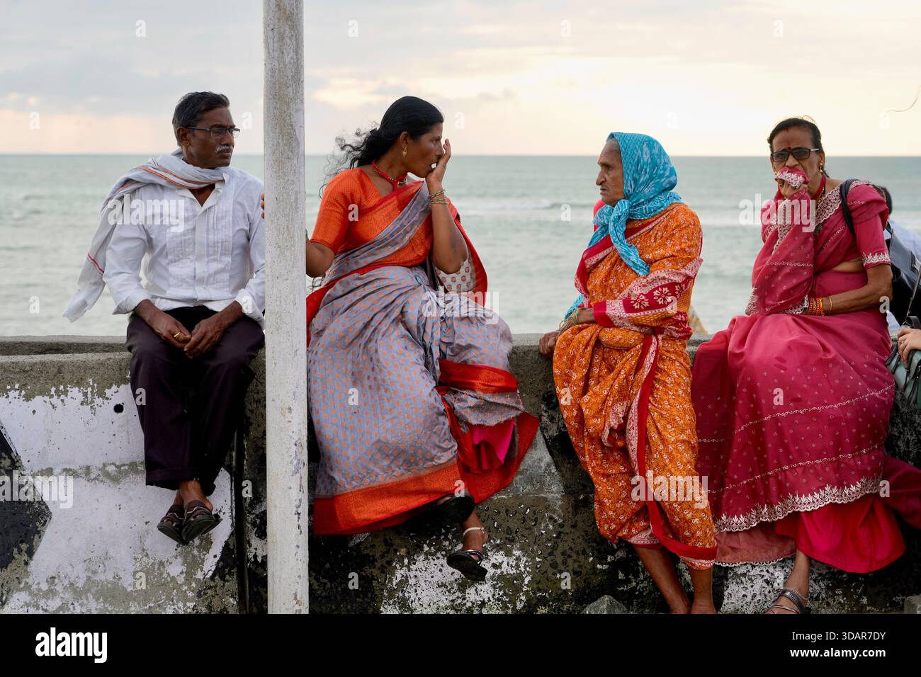 Visitors relax at Ram Setu or Adam's bridge in Arichal Munai, at the ...