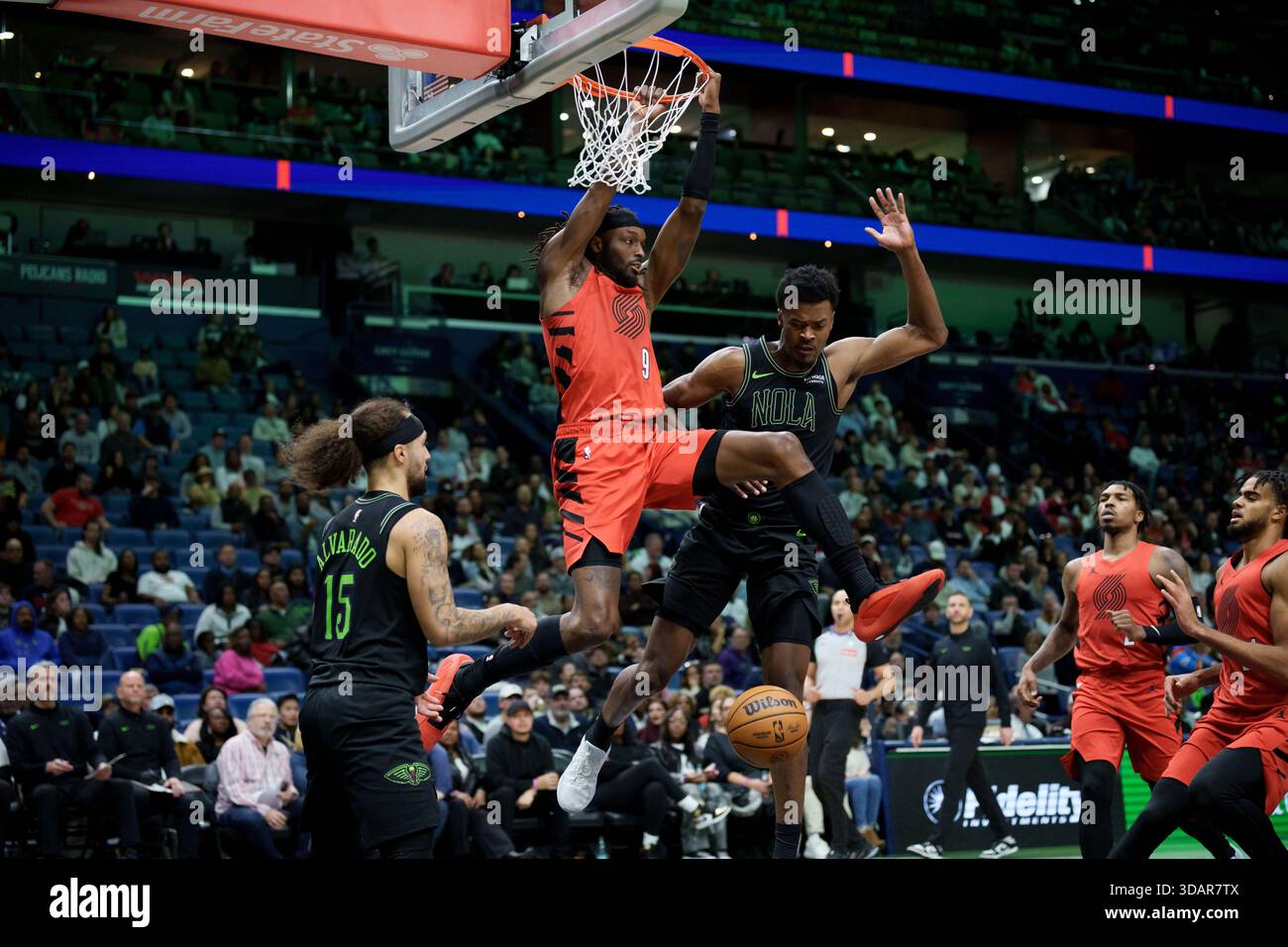 Portland Trail Blazers forward Jerami Grant (9) dunks against New