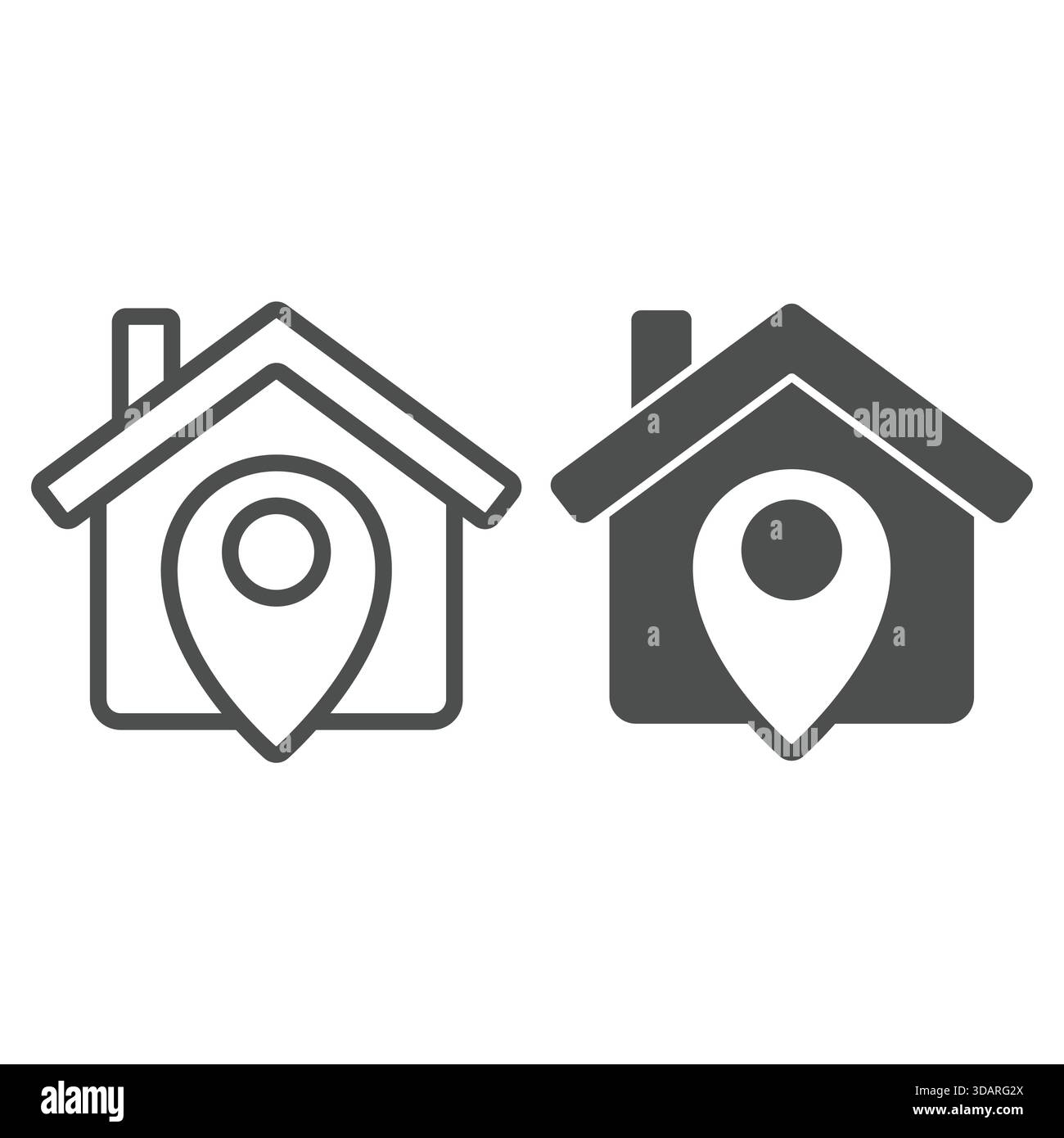 House with location pin line and solid icon, housing market concept ...