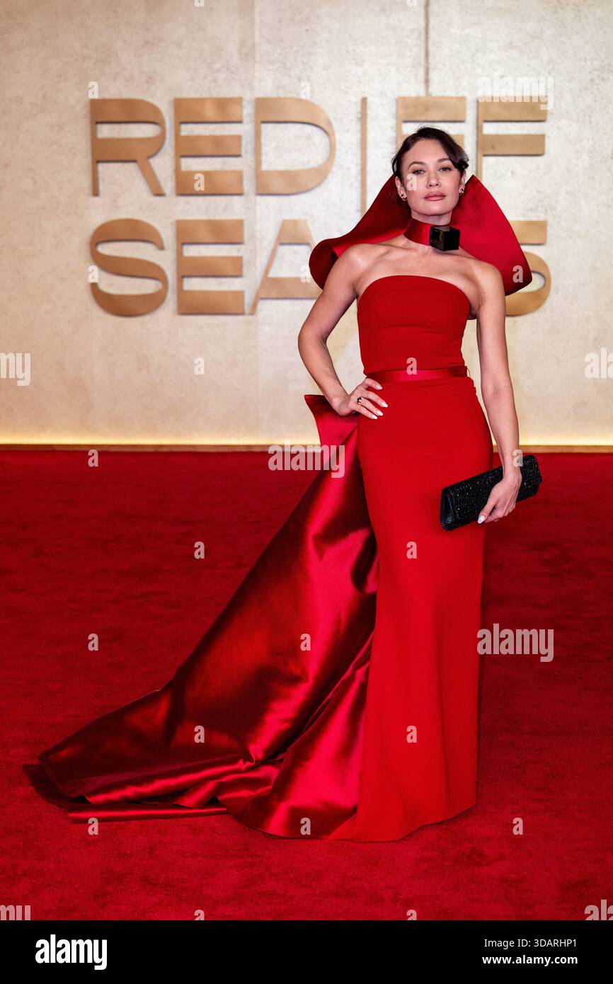 olga kurylenko red dress Vanity Fair