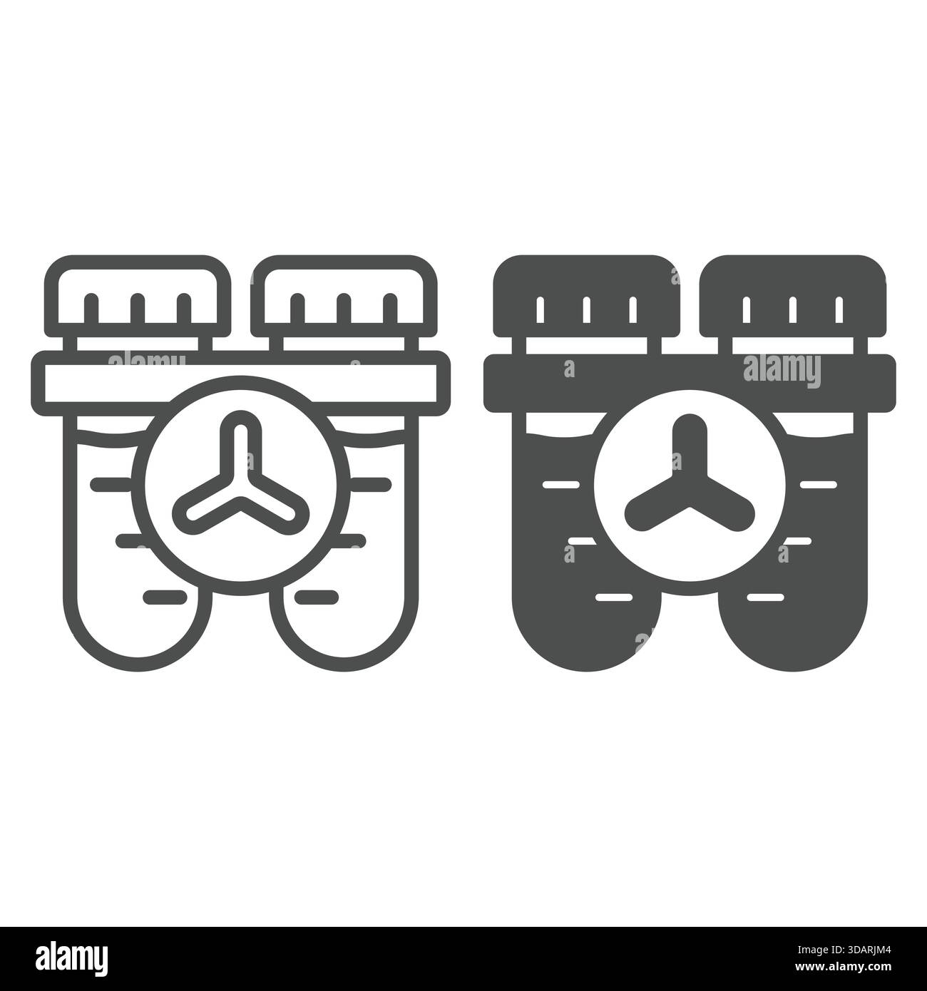 Test flasks pair line and solid icon, clinical research concept. Vector ...
