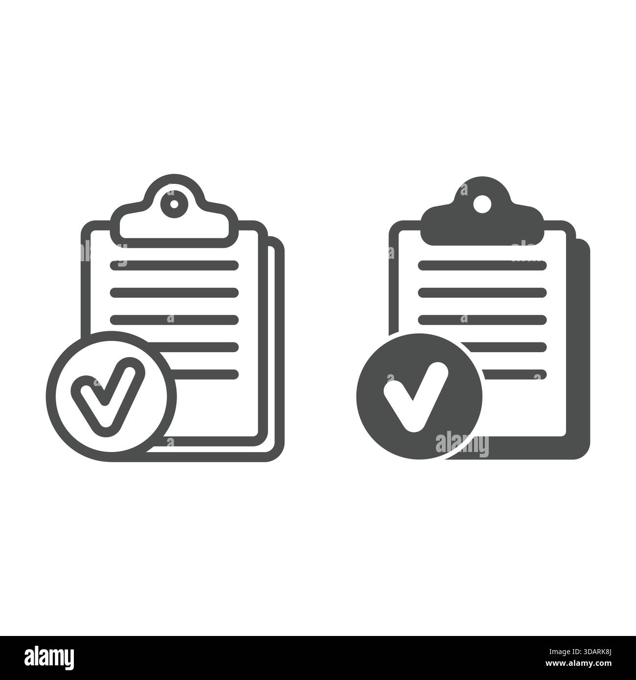Clipboard with notes and approval emblem line and solid icon, clinical ...