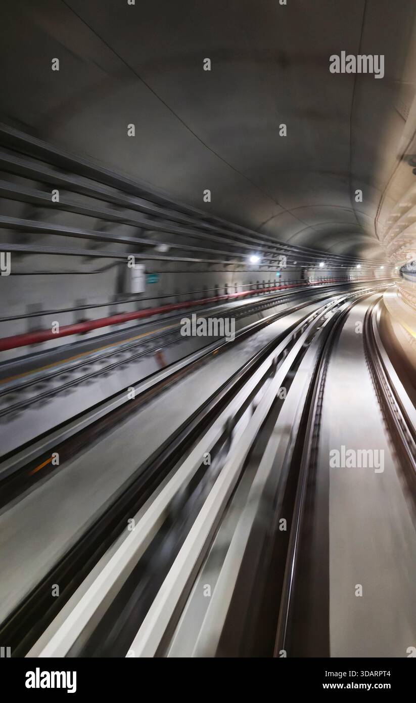 Riding in the modern metro train in Riyad, Saudi Arabia. - Smartphone Captured Stock Image
