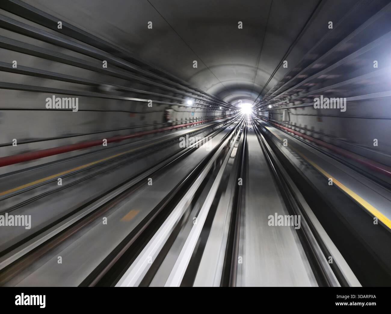Riding in the modern metro train in Riyad, Saudi Arabia. - Smartphone Captured Stock Image