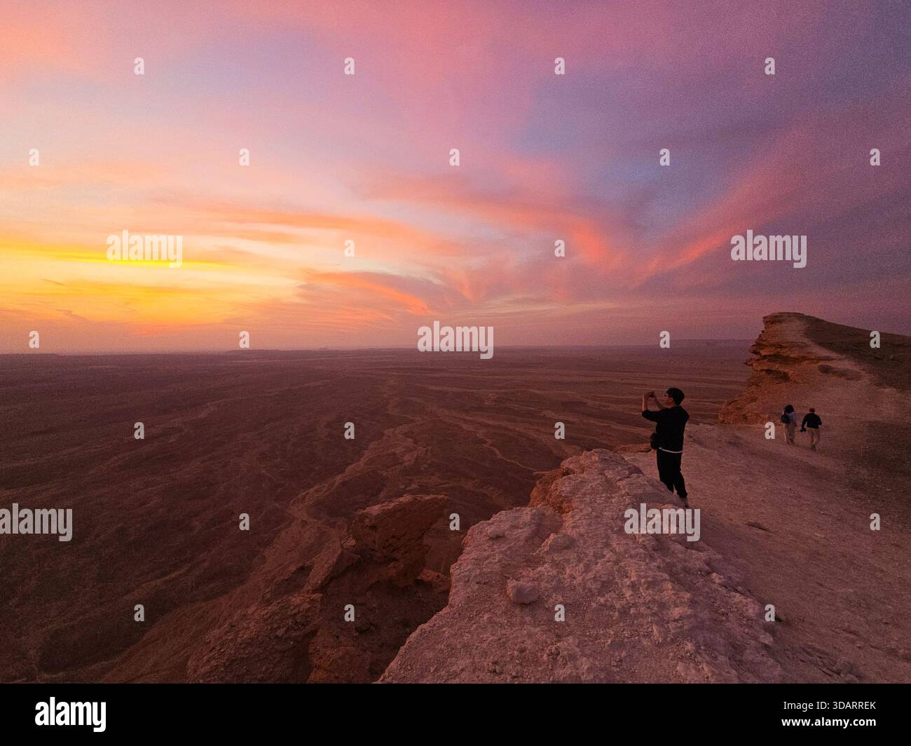 Dramatic landscapes at Jebel Fihrayn ( Edge of the world ) near Riyadh, Saudi Arabia. - Smartphone Captured Stock Image
