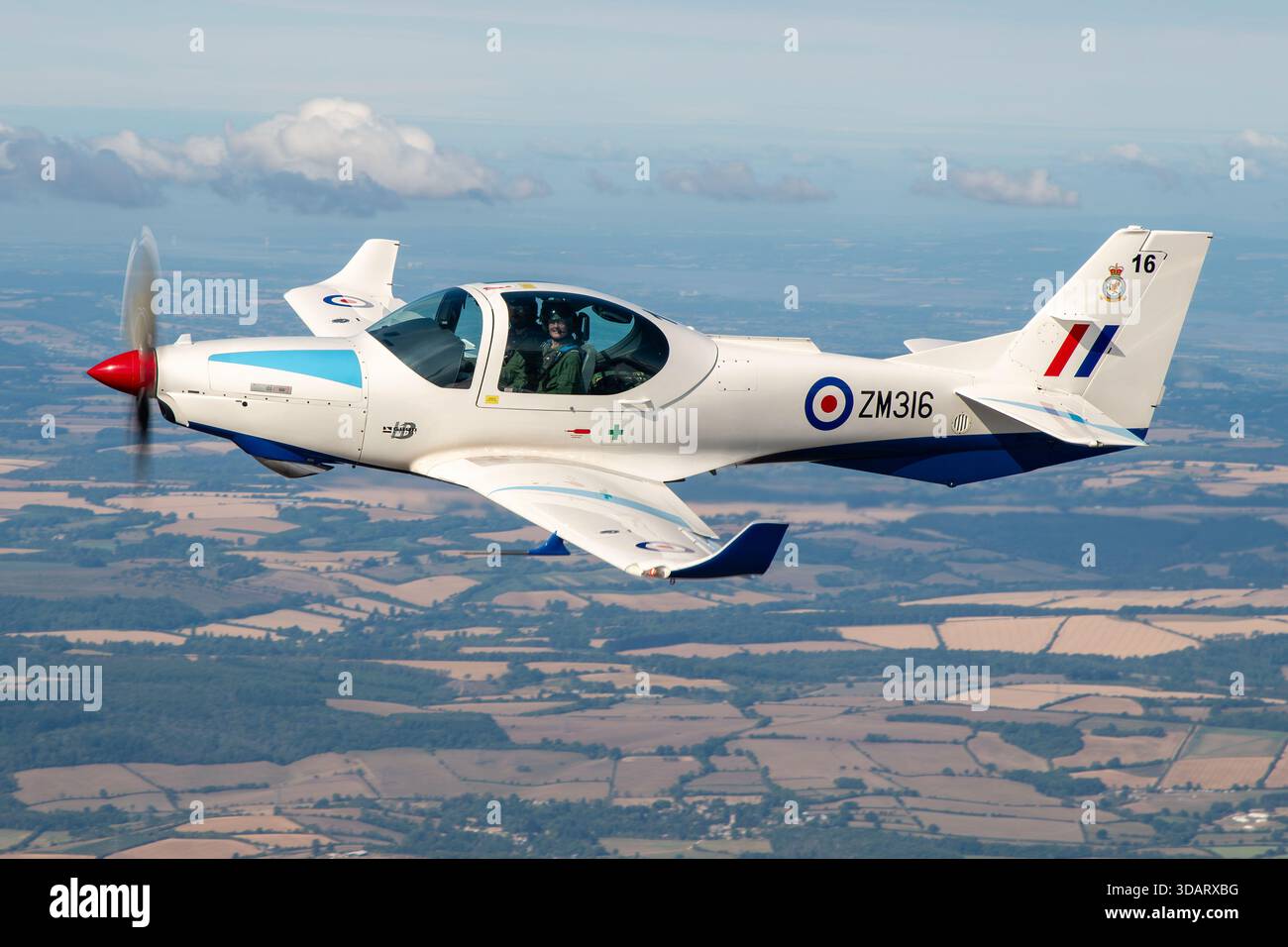 Close air-to-air view of RAF Grob G120TP Prefect T1 ZM316 highlights ...