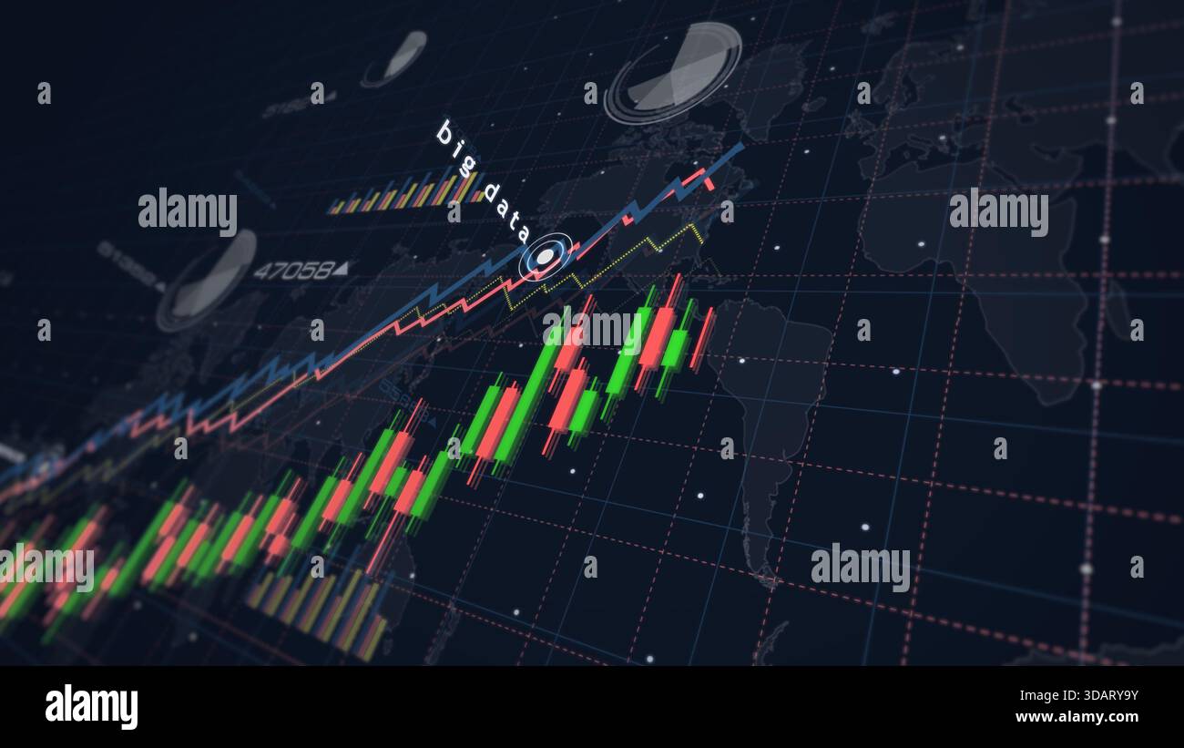 Big data digital technology charts and graphs diagram concept 3d ...