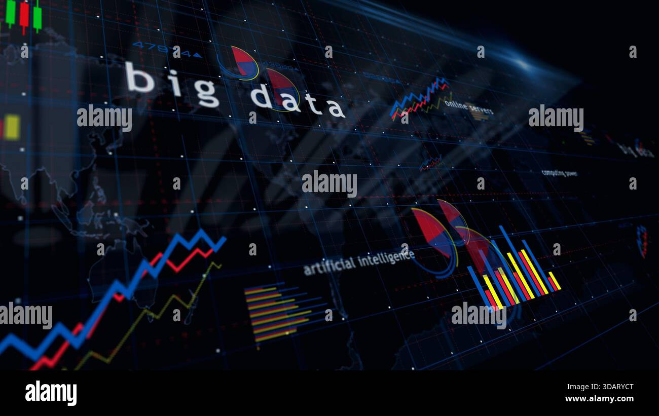 Big data digital technology charts and graphs diagram concept 3d ...