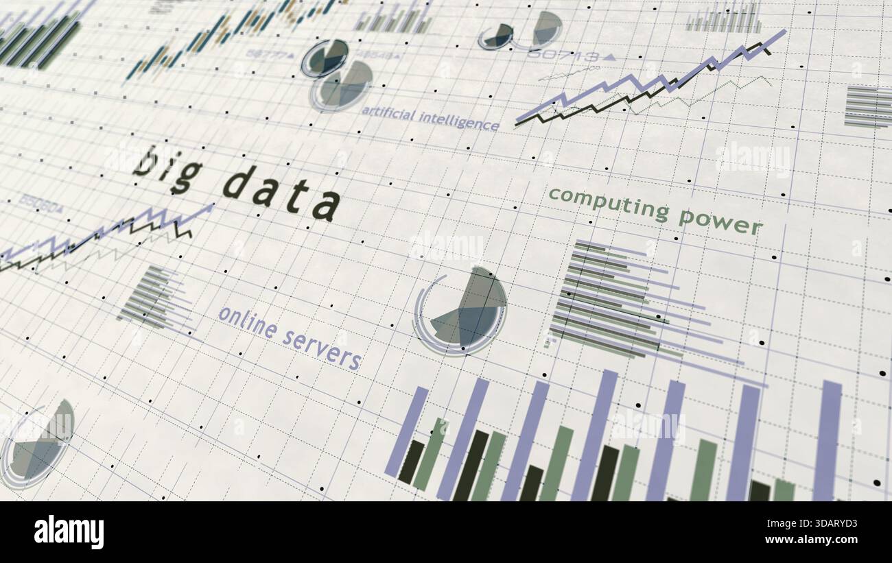 Big data digital technology charts and graphs diagram on paper concept ...