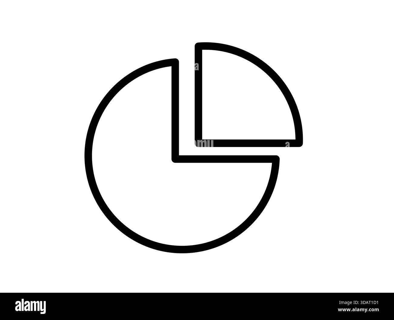This image features a simple black and white circle diagram with a segmented slice, ideal for presentations, reports, or educational materials on data Stock Vector