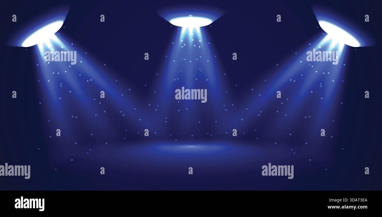 Blue Triple UFO Light Beam Background Stock Vector