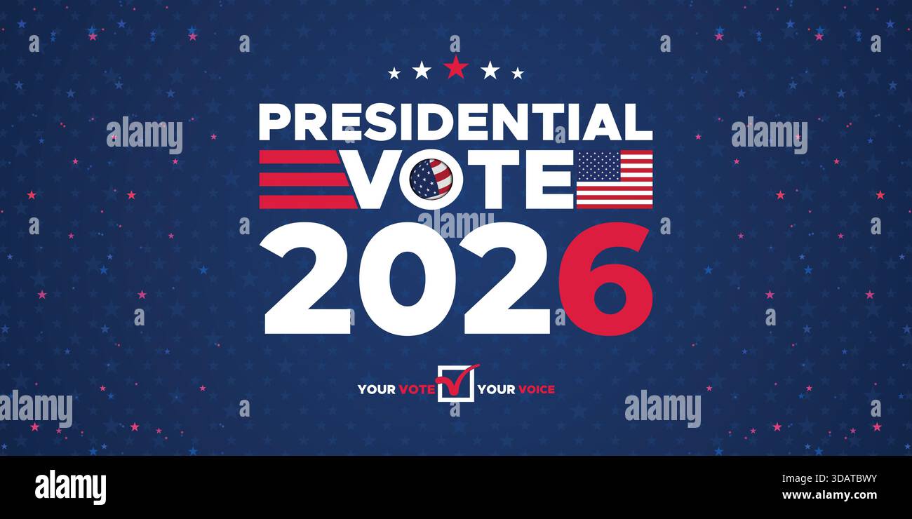 Clean Design Election Clean Presidential Vote 2026 banner featuring classic stars and stripes ...
