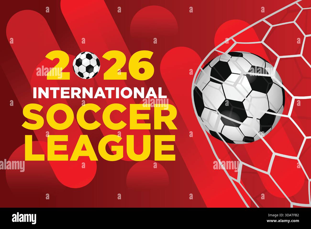 2026 International Soccer League Red Abstract Energy Background Poster Stock Vector