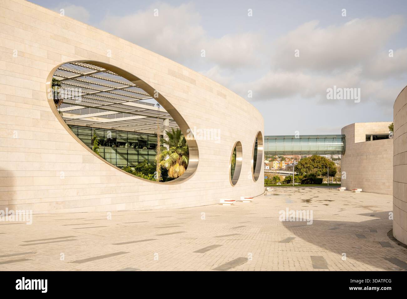 Belem Lisbon Portugal December 4 2025. Oval windows and curved modern ...